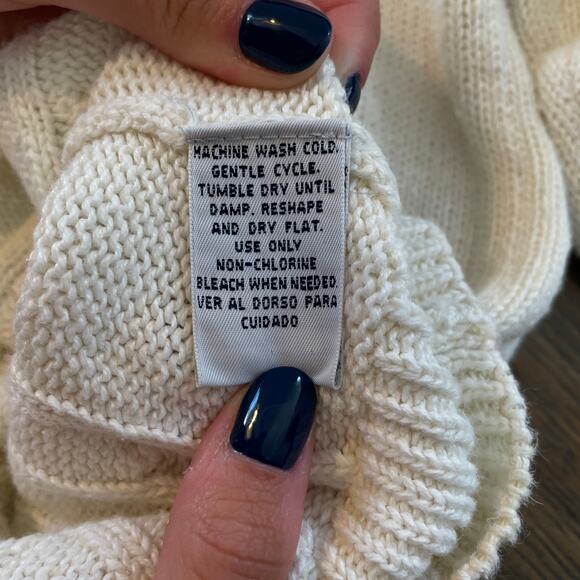 Cabin Creek Cream Cable Knit Sweater Large Vintage Henley 90s - Picture 7 of 10